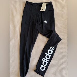 Adidas Women’s Black Leggings with White Logo XS new